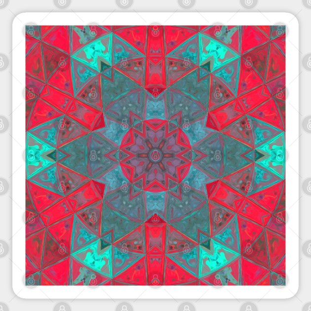 Mosaic Kaleidoscope Flower Blue and Pink Sticker by WormholeOrbital